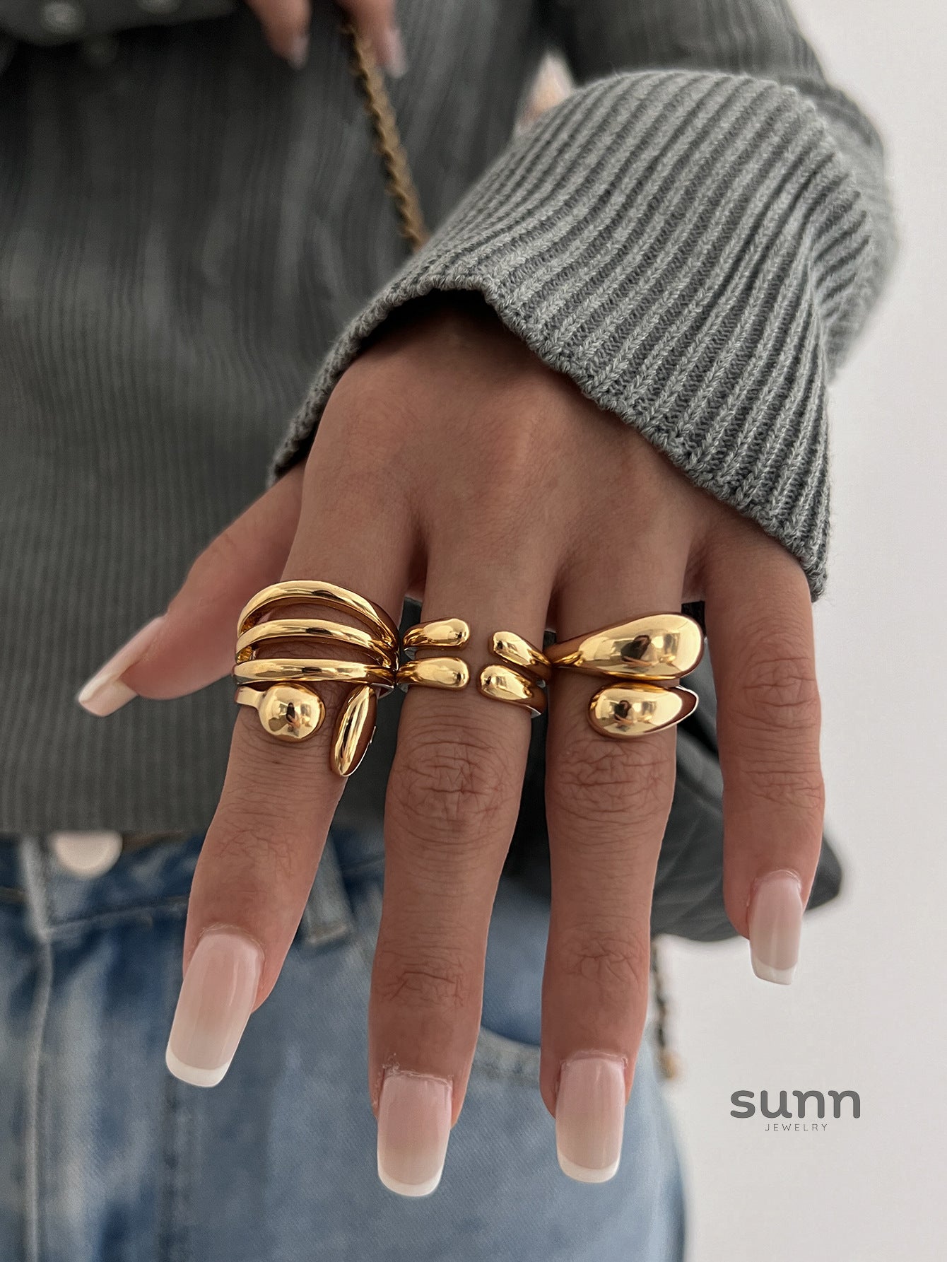 Odelia Stacking Waterdrop Ring Set [LJBBAYG4]
