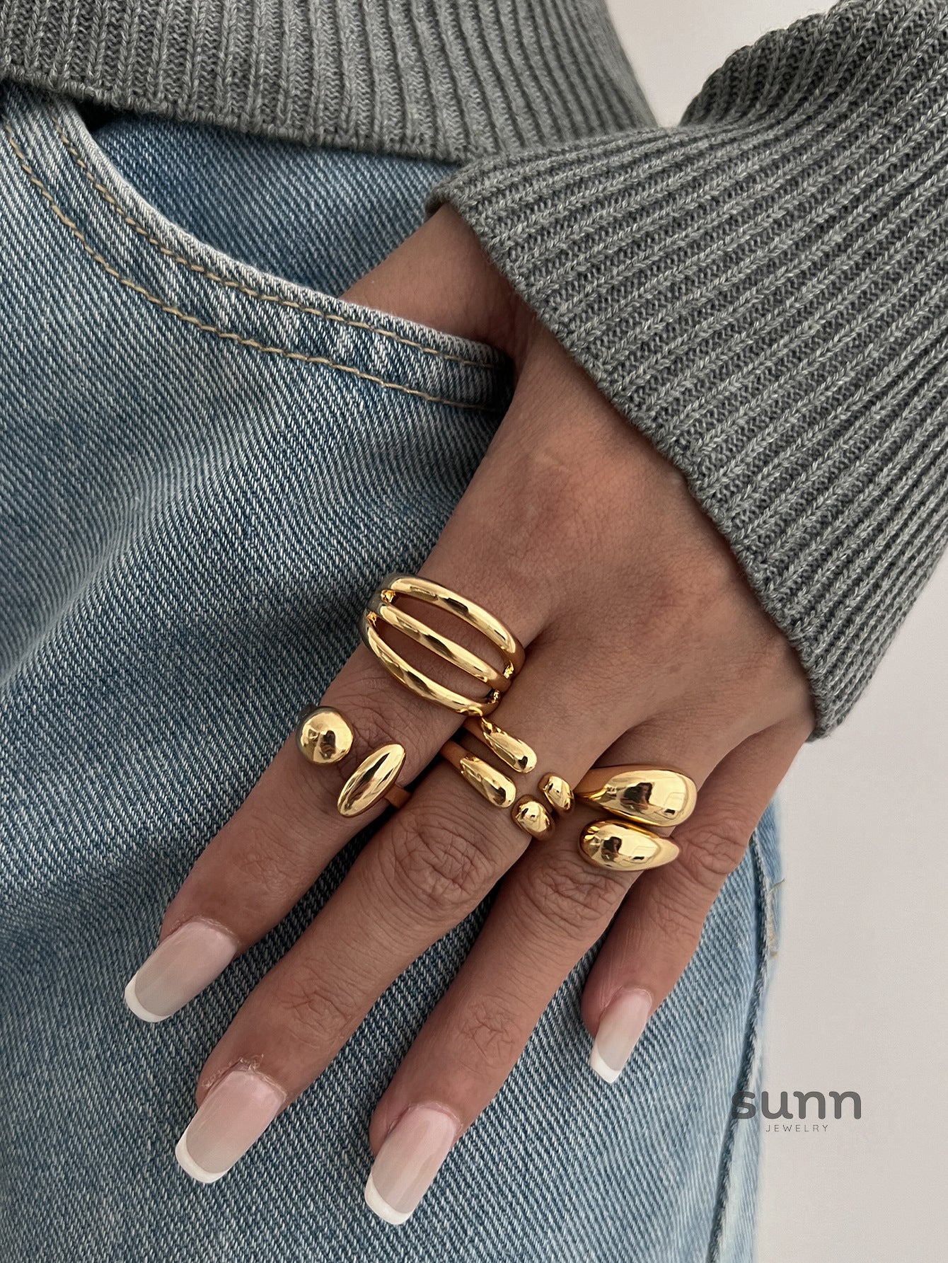 Odelia Stacking Waterdrop Ring Set [SZXAEZ7G]