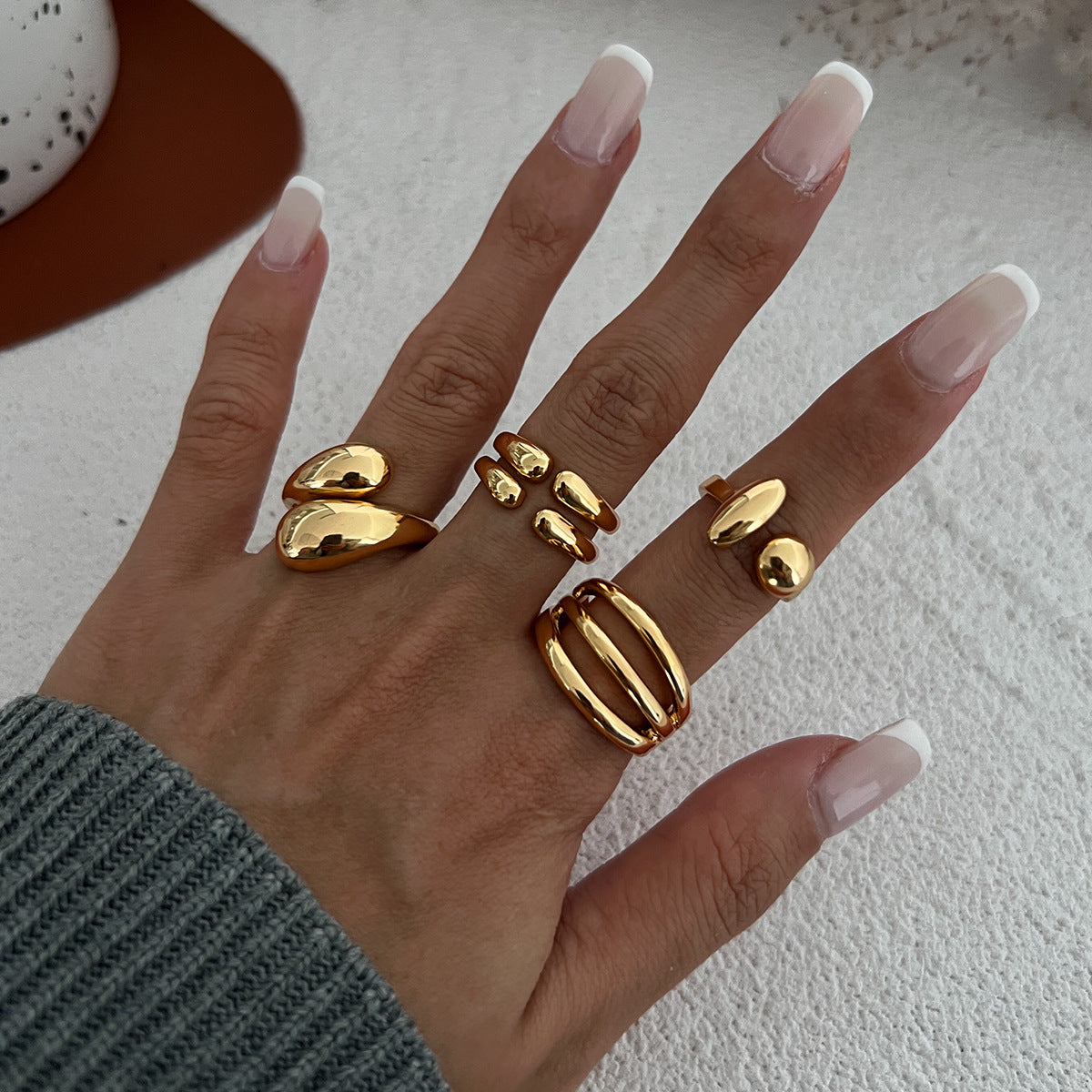 Odelia Stacking Waterdrop Ring Set [ZW401IL6]