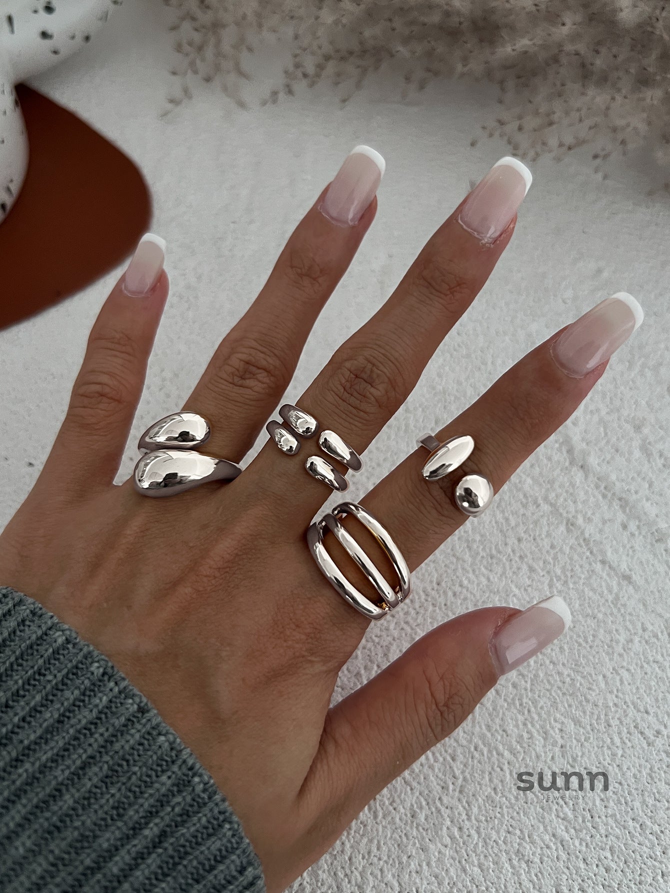 Odelia Stacking Waterdrop Ring Set [LM8MHZVC]