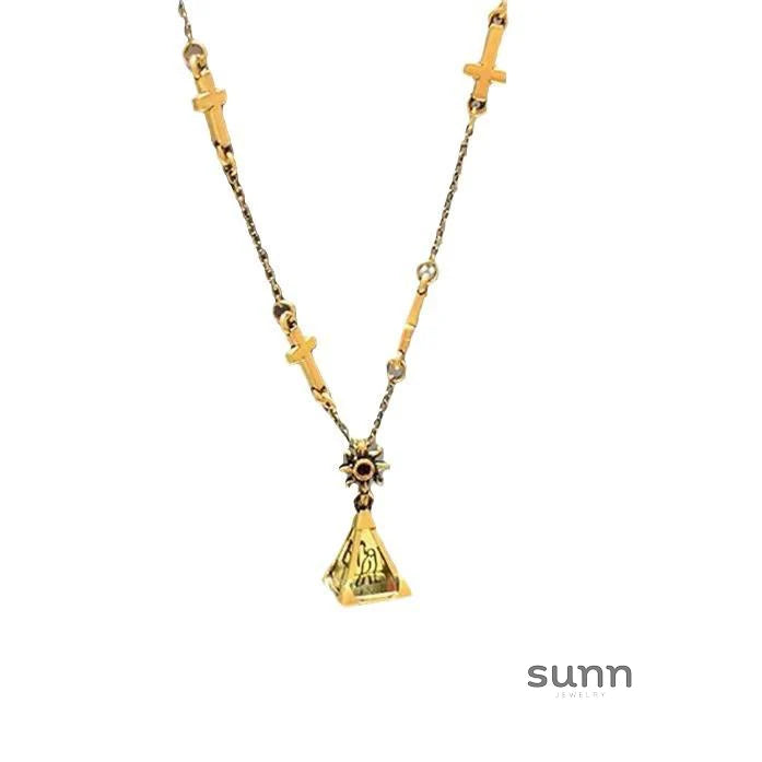 Olive Pyramid Cross Necklace