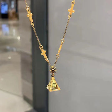 Olive Pyramid Cross Necklace