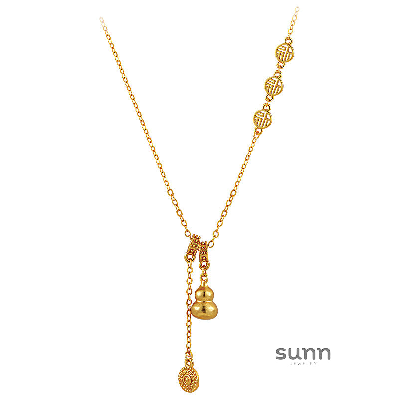 Olyvia Golden Fu Pendant Necklace [6C33FFB5]