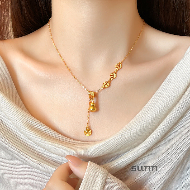 Olyvia Golden Fu Pendant Necklace [O17T2UR8]