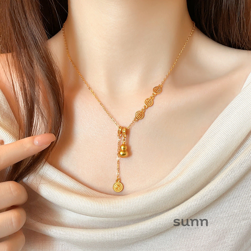 Olyvia Golden Fu Pendant Necklace [OT1OYBOR]