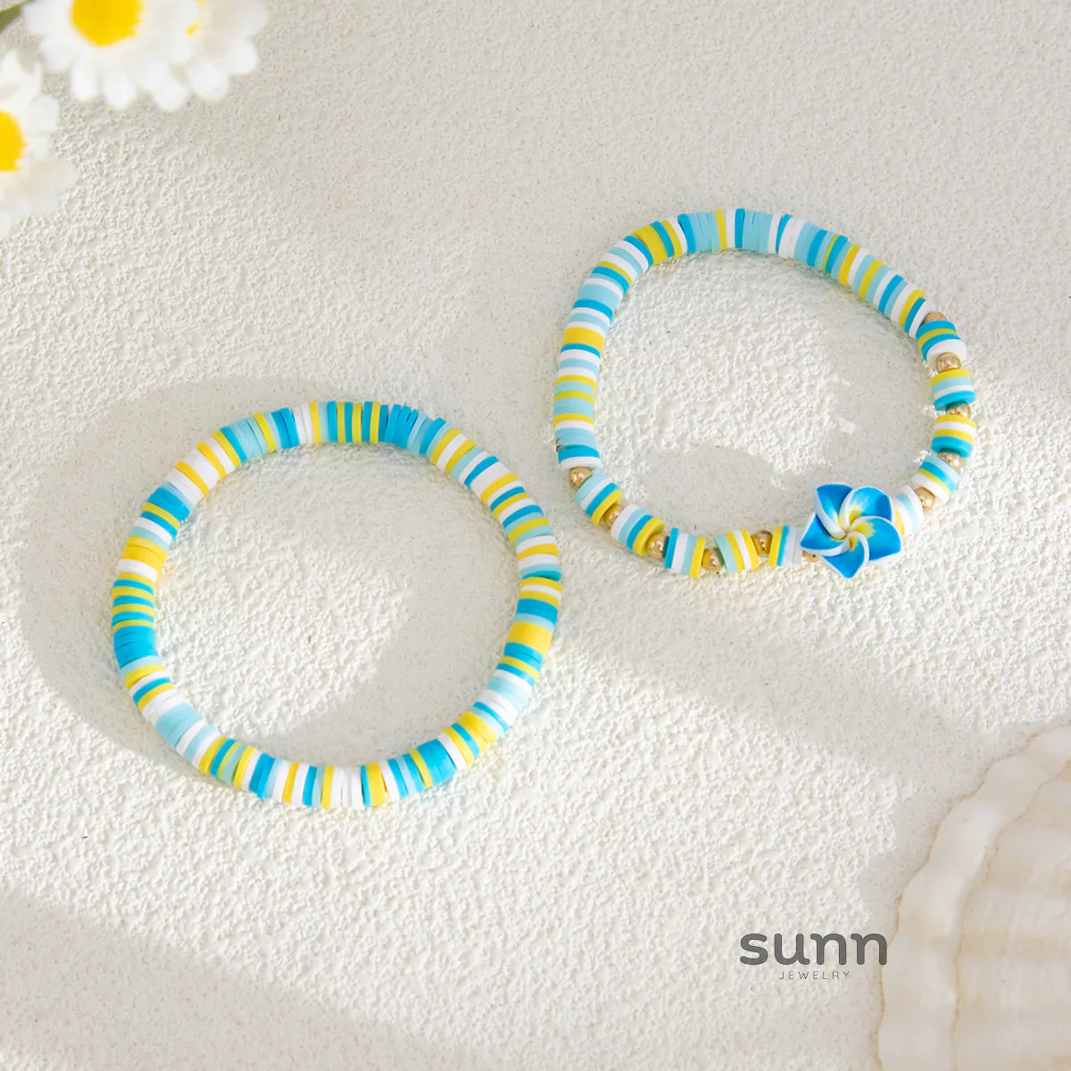 Oumou Plumeria Bead Bracelet Set