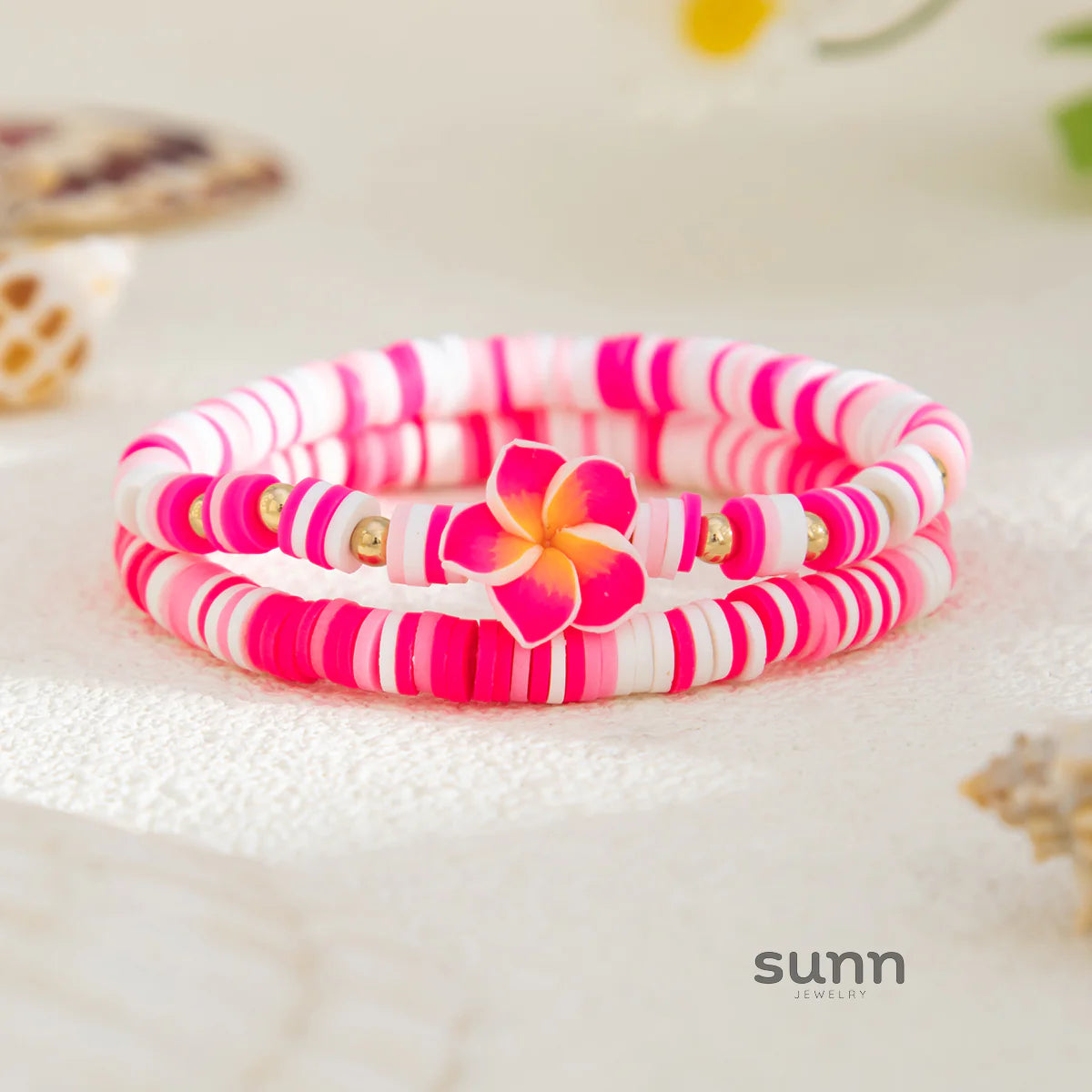 Oumou Plumeria Bead Bracelet Set