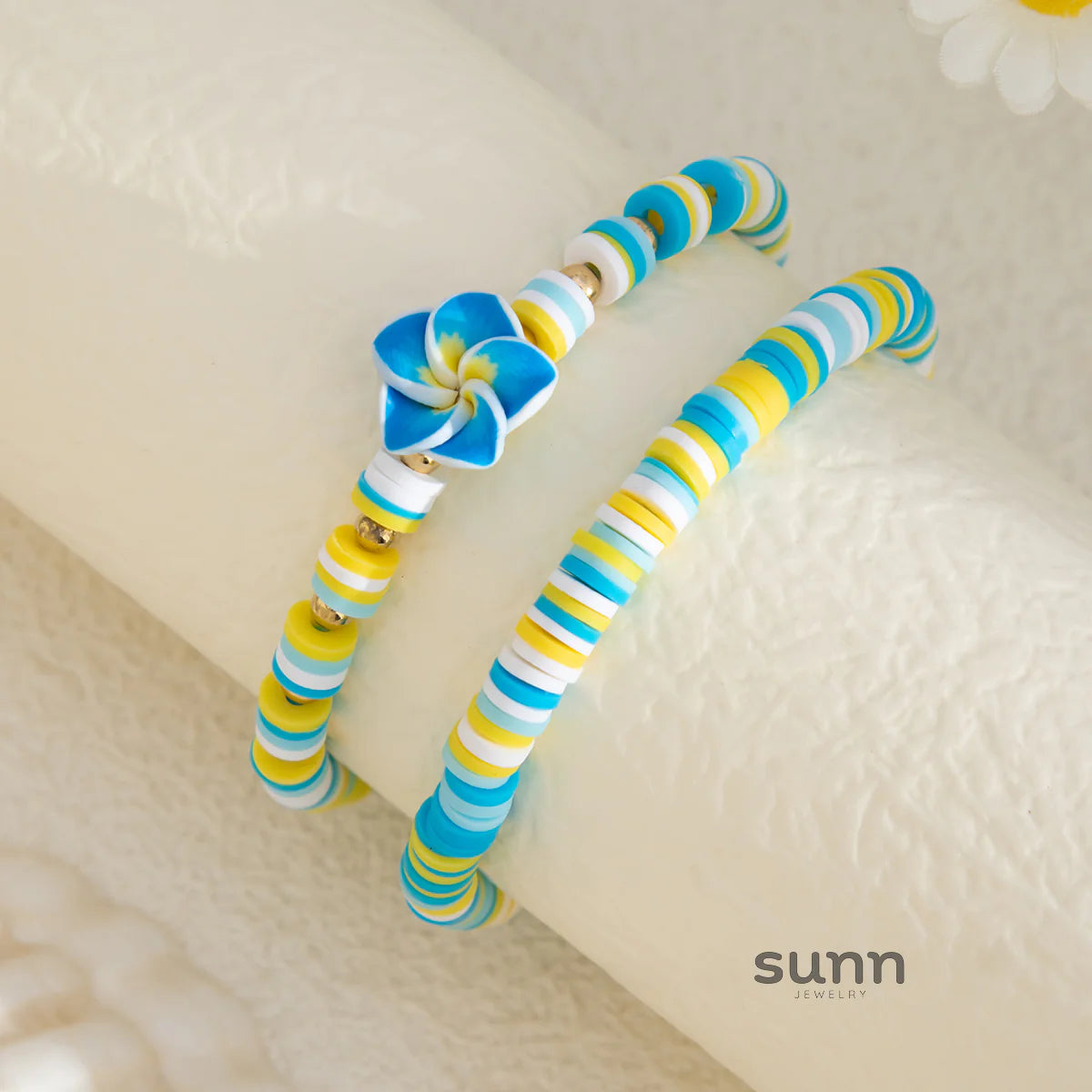 Oumou Plumeria Bead Bracelet Set