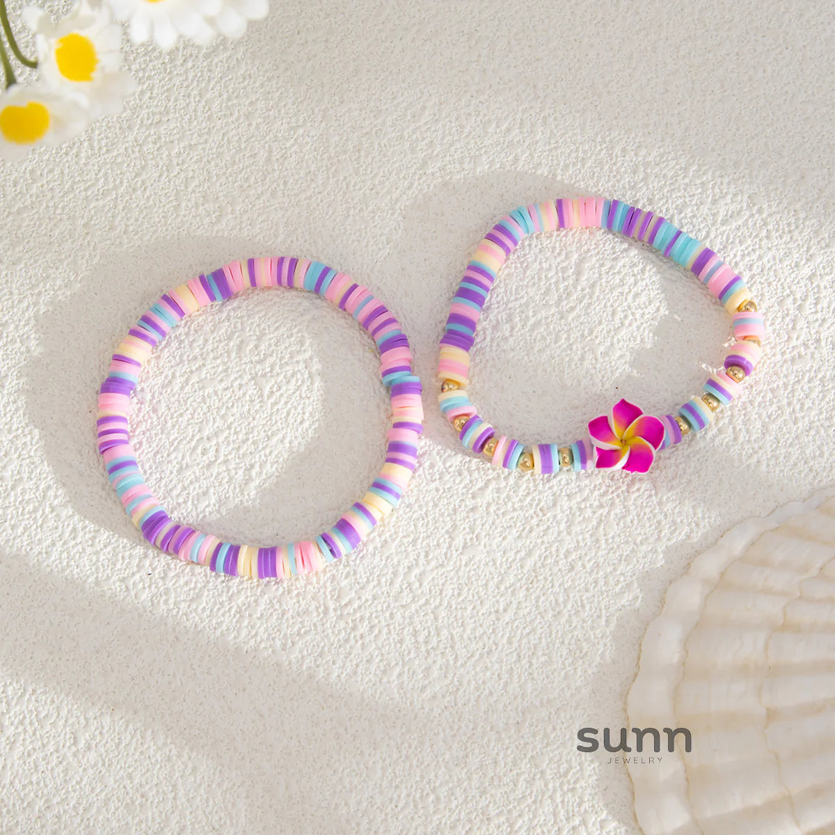 Oumou Plumeria Bead Bracelet Set