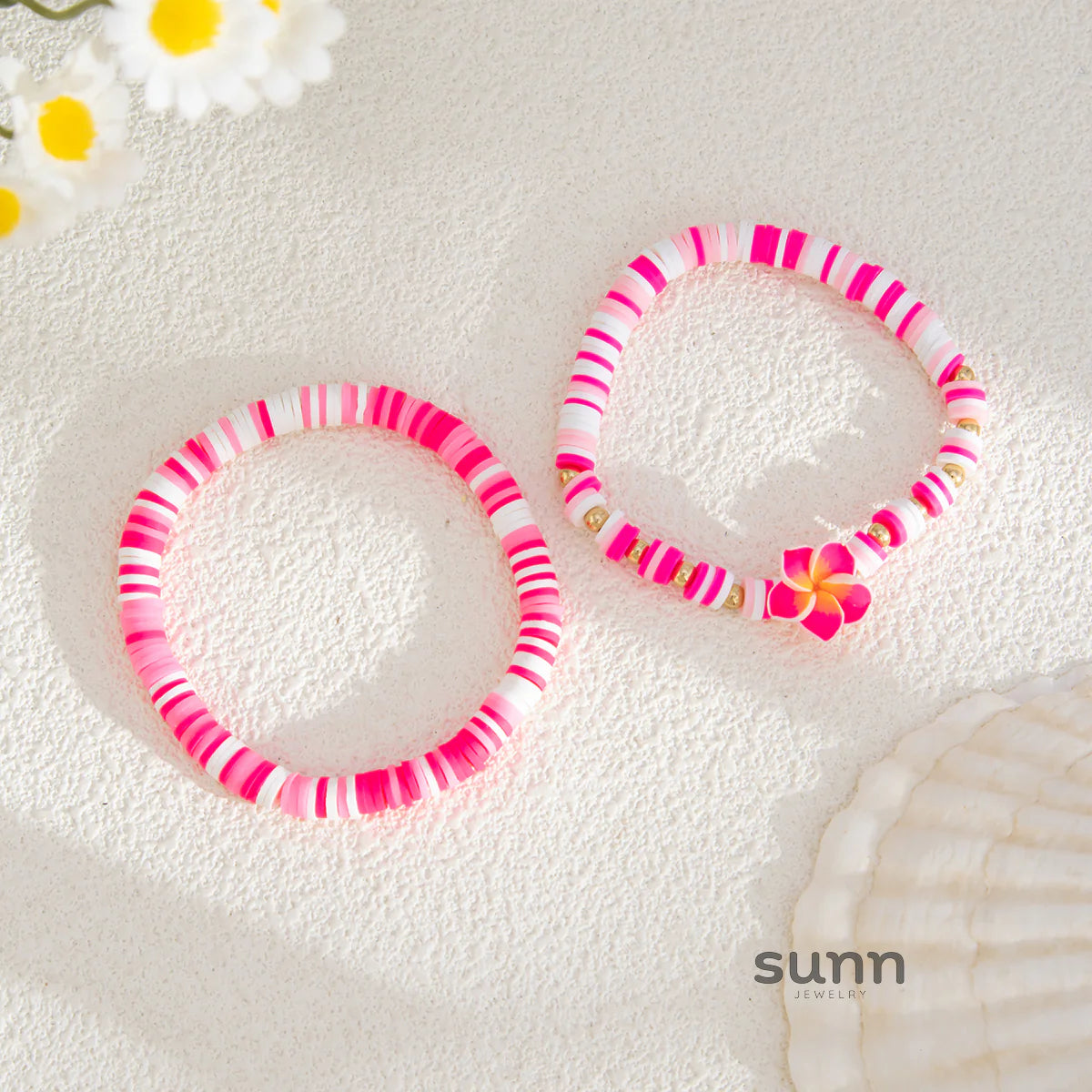 Oumou Plumeria Bead Bracelet Set