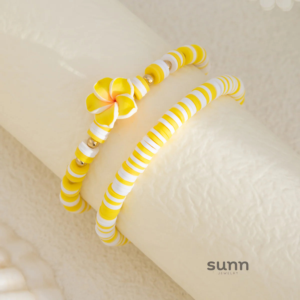 Oumou Plumeria Bead Bracelet Set