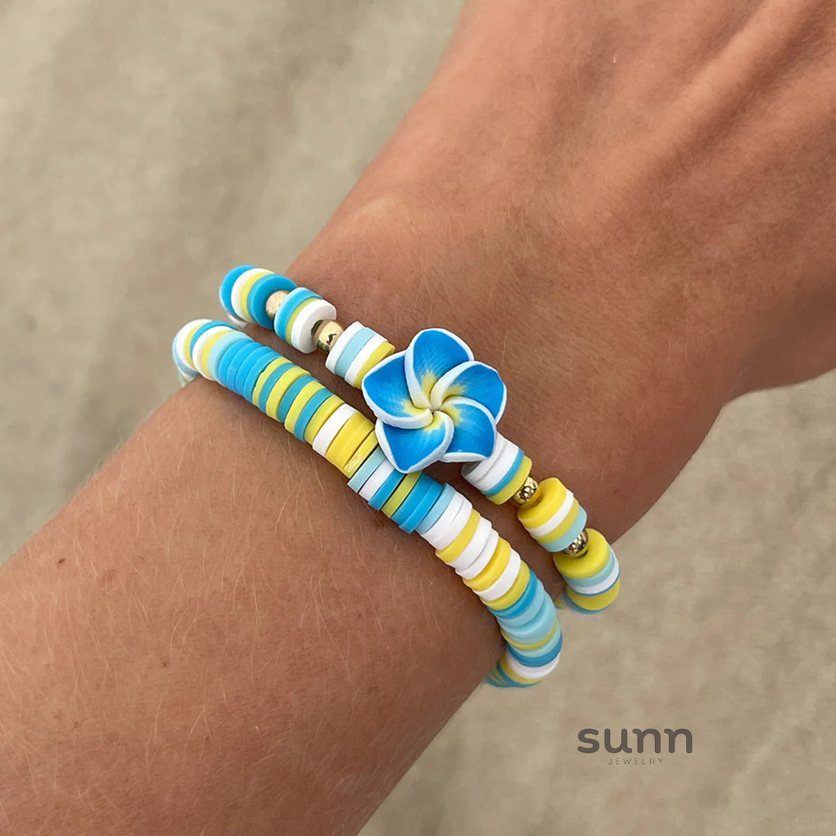 Oumou Plumeria Bead Bracelet Set