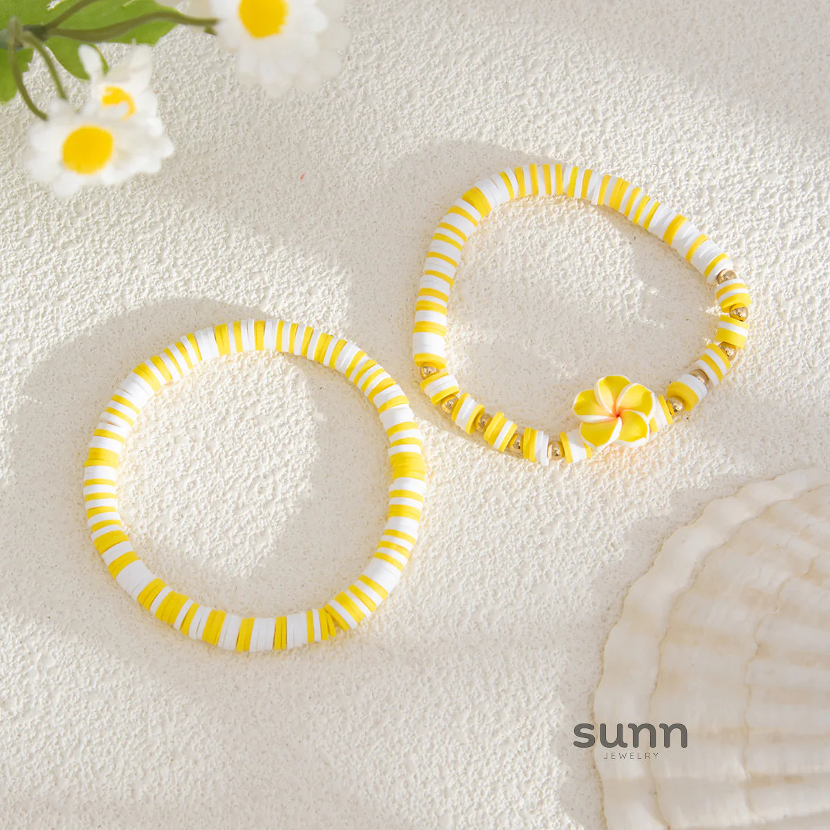 Oumou Plumeria Bead Bracelet Set