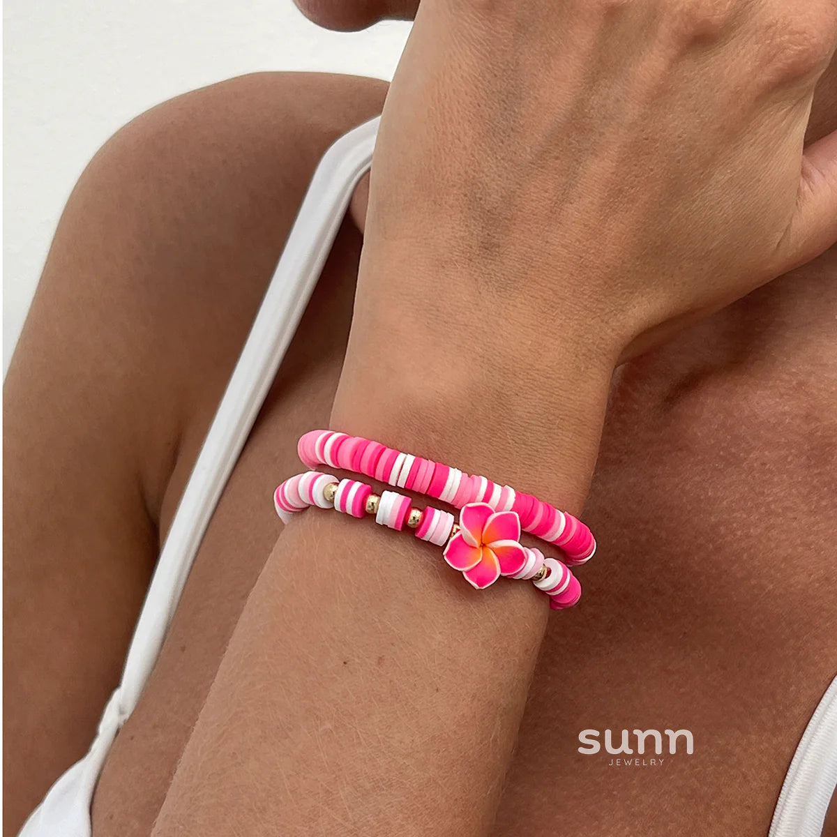 Oumou Plumeria Bead Bracelet Set