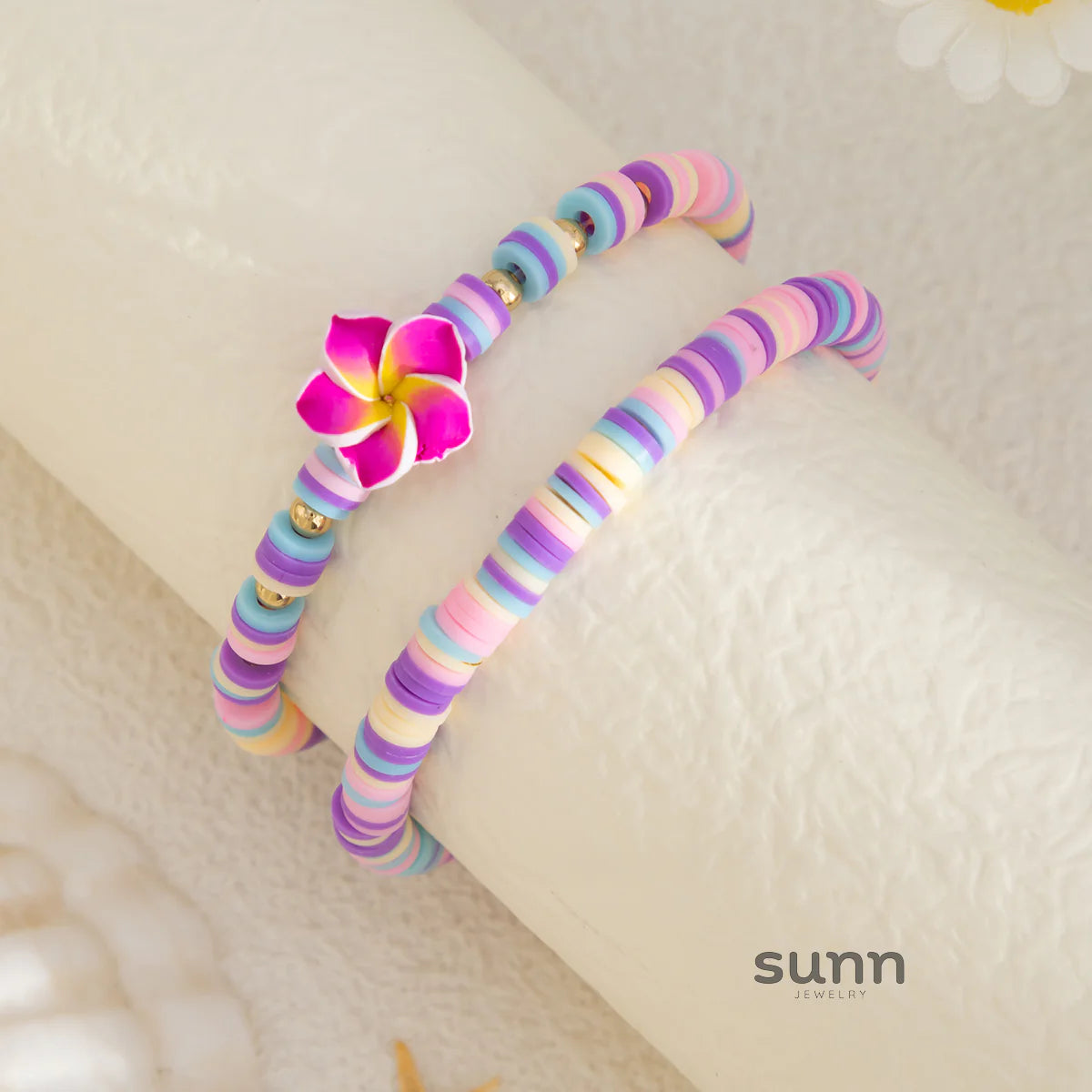 Oumou Plumeria Bead Bracelet Set