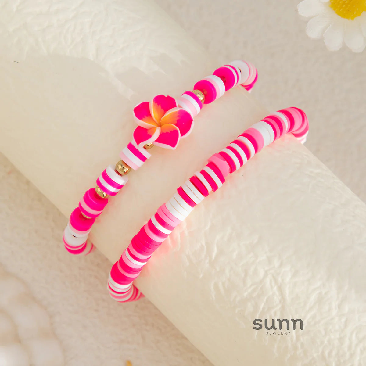 Oumou Plumeria Bead Bracelet Set