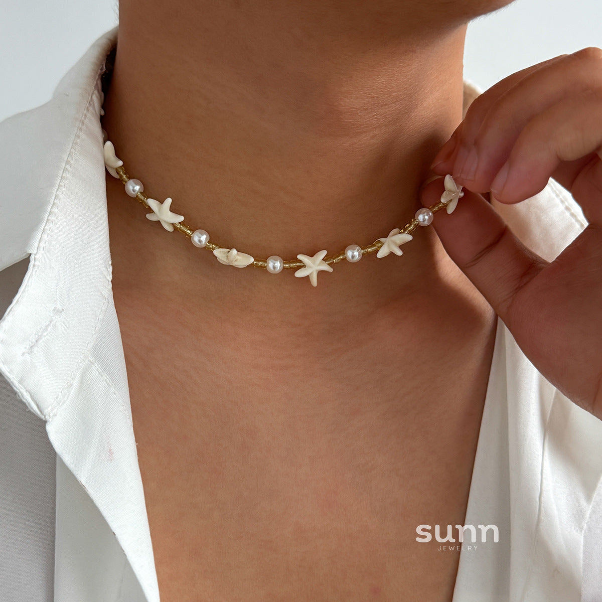 Paloma Gold Starfish Pearl Necklace [TRG1SP7D]
