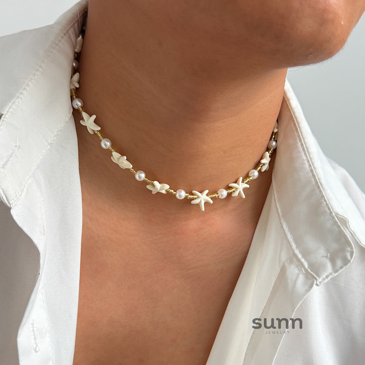 Paloma Gold Starfish Pearl Necklace [BYH95N50]