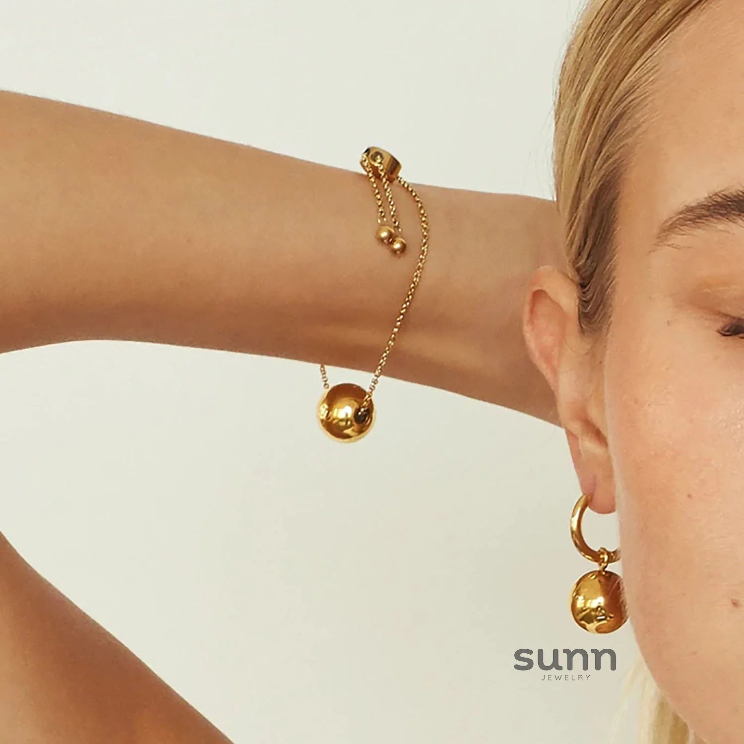 Paula Gold Sphere Hoop Earrings
