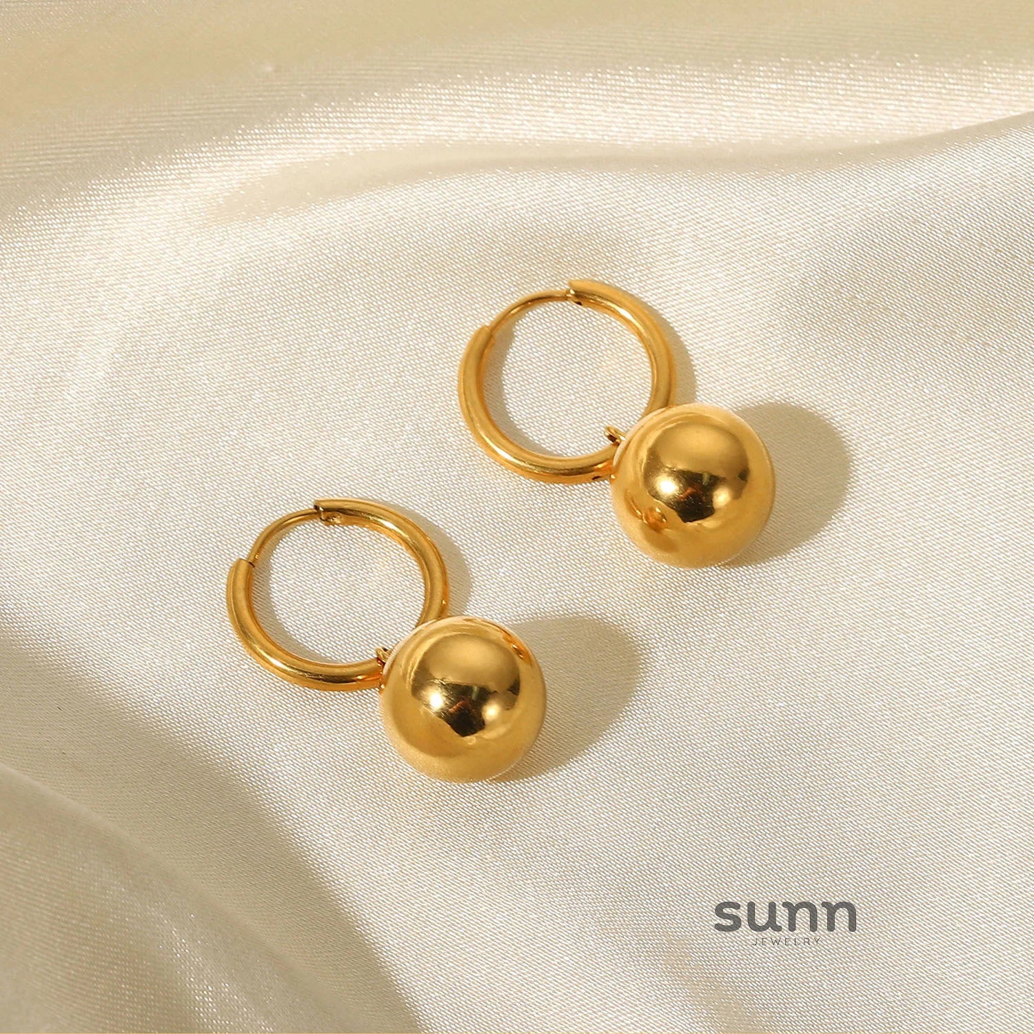 Paula Gold Sphere Hoop Earrings