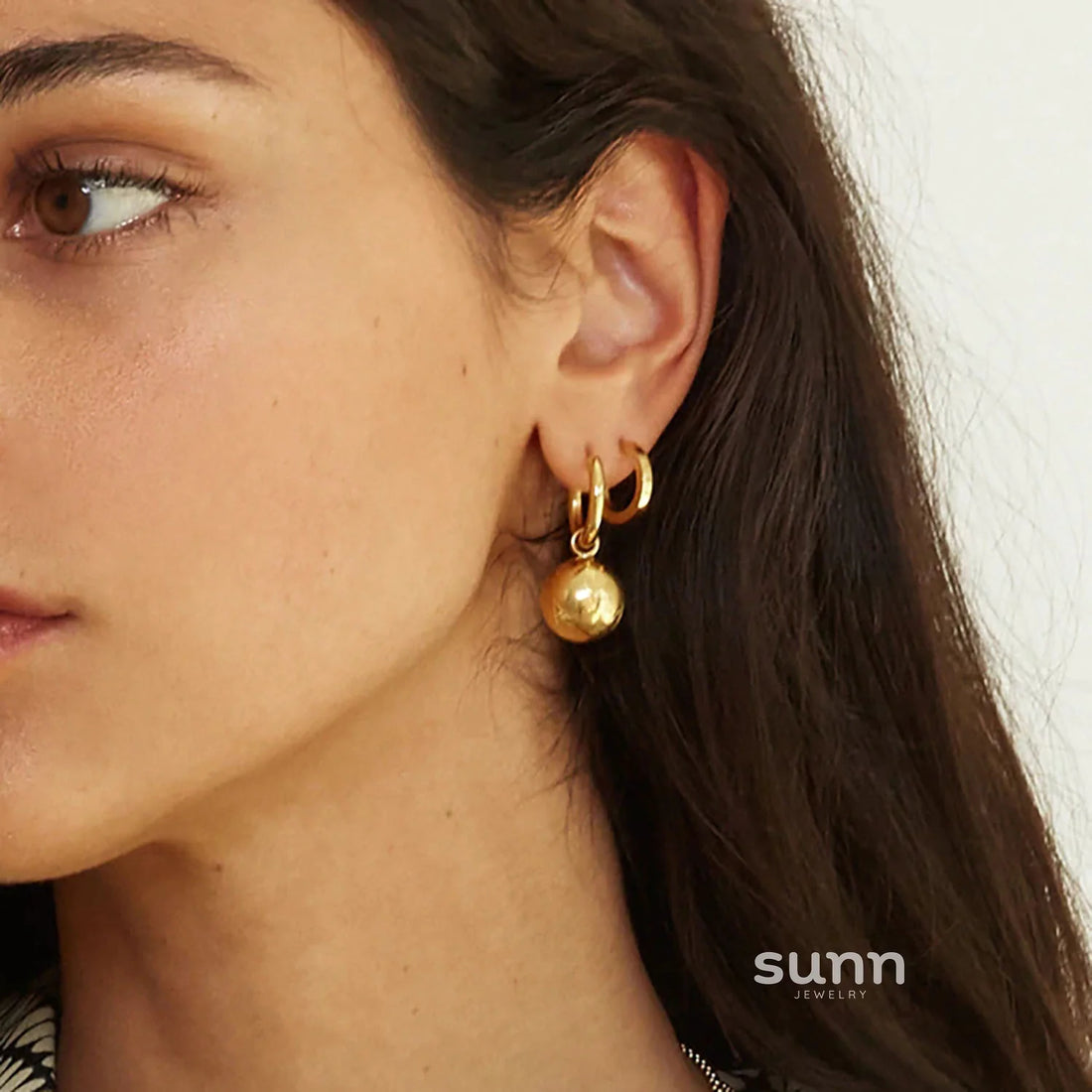 Paula Gold Sphere Hoop Earrings