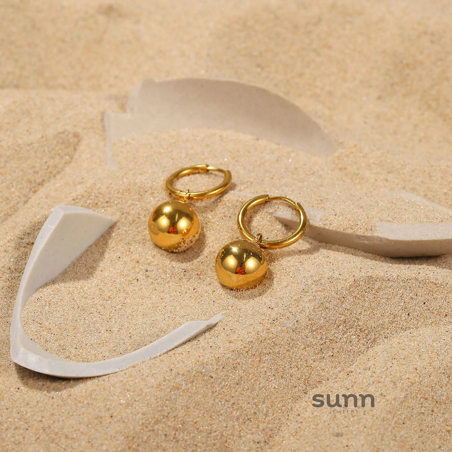 Paula Gold Sphere Hoop Earrings