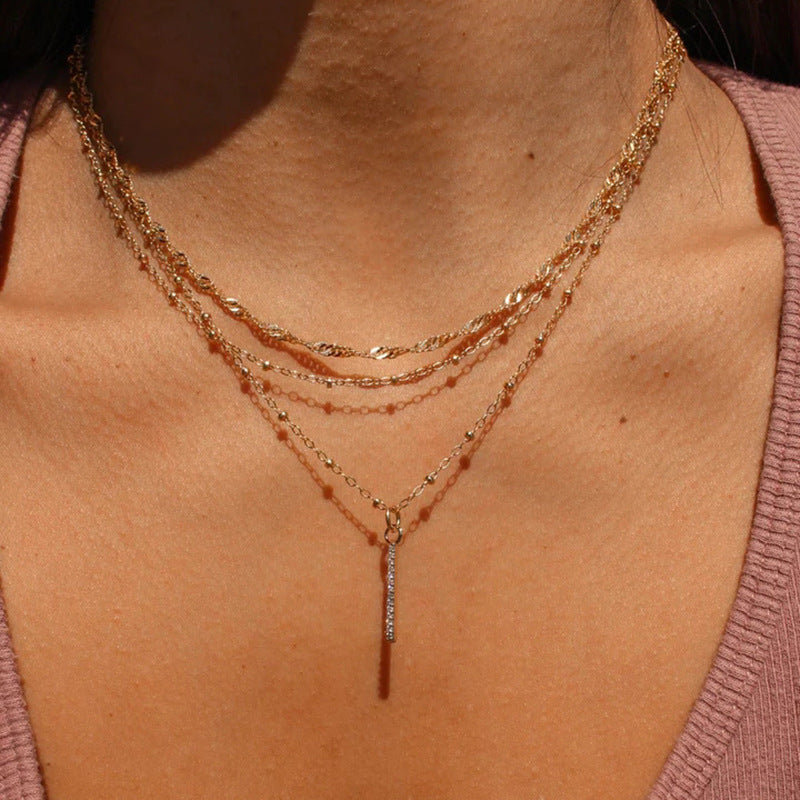 Peggy Rhinestone Layered Necklace [JK3ULVJA]