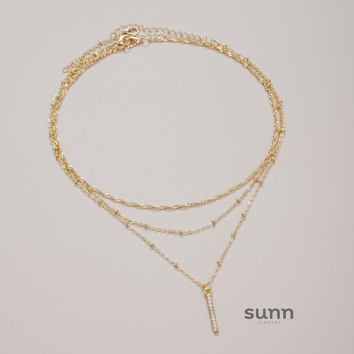 Peggy Rhinestone Layered Necklace [NMMWYCNW]