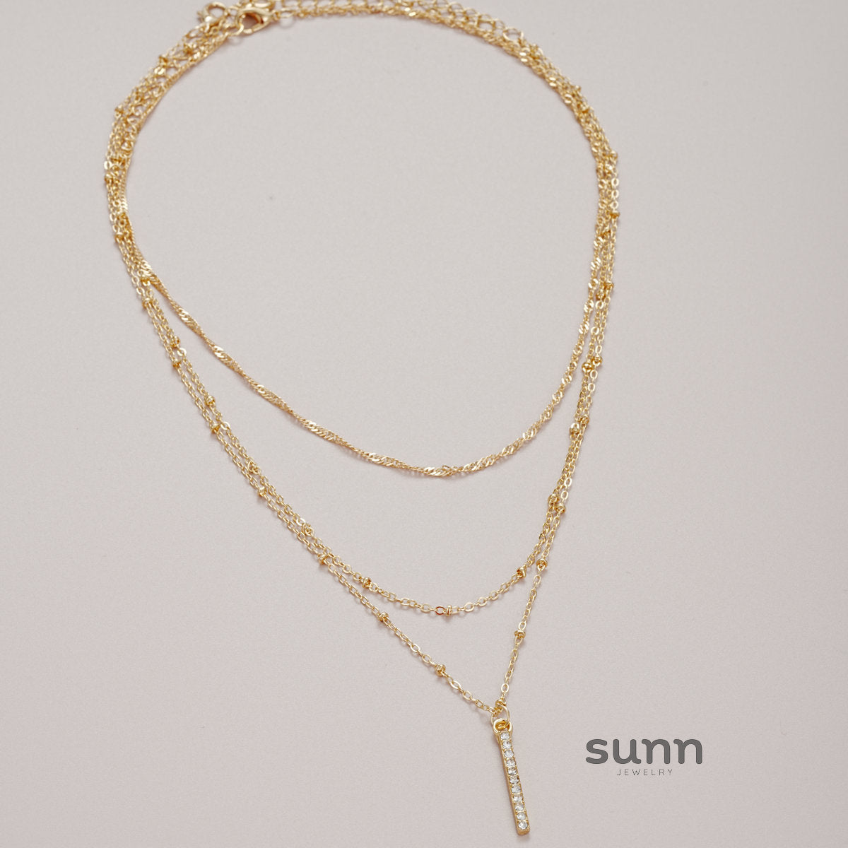 Peggy Rhinestone Layered Necklace [LHGXT0K2]