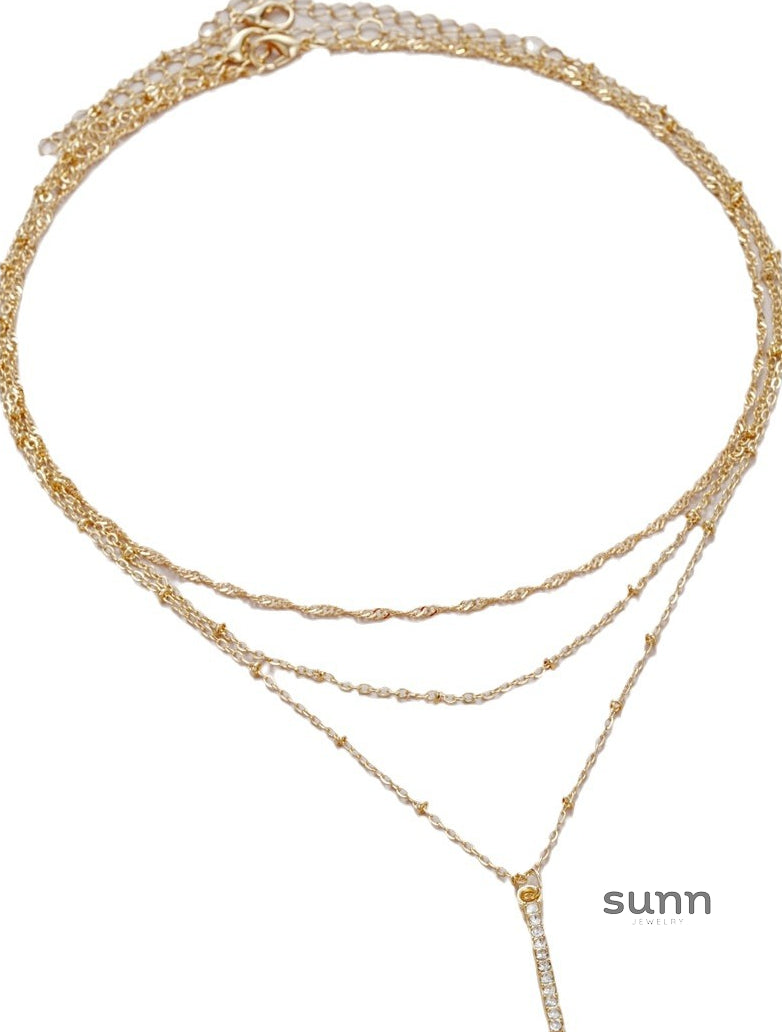 Peggy Rhinestone Layered Necklace [JGX3CTER]
