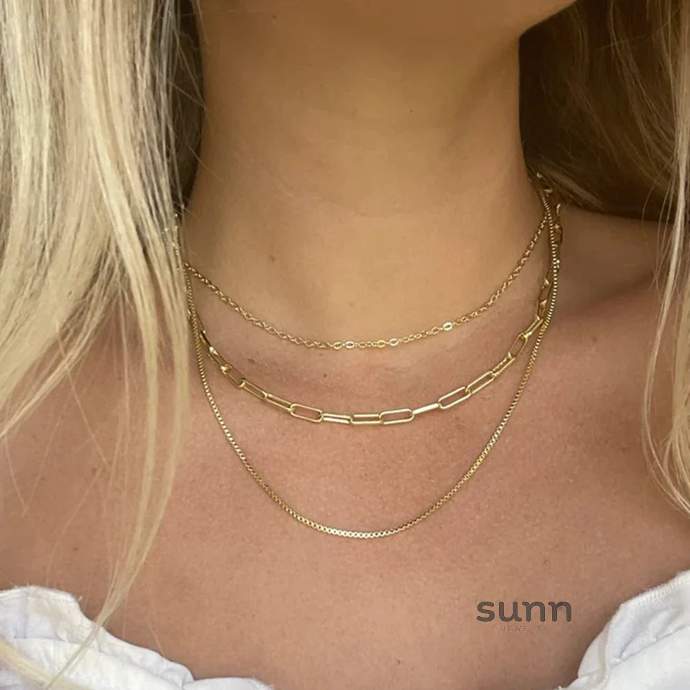 Penelope Gold Paperclip Layered Necklace