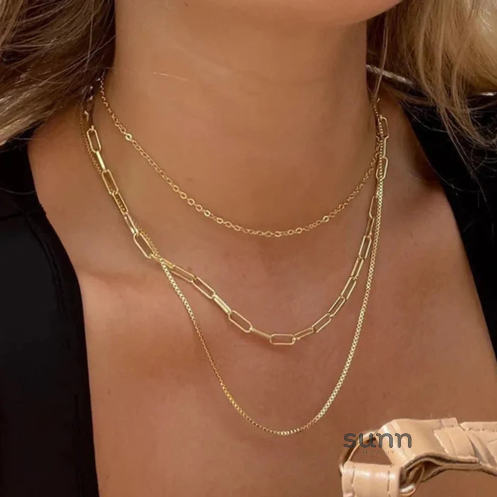 Penelope Gold Paperclip Layered Necklace
