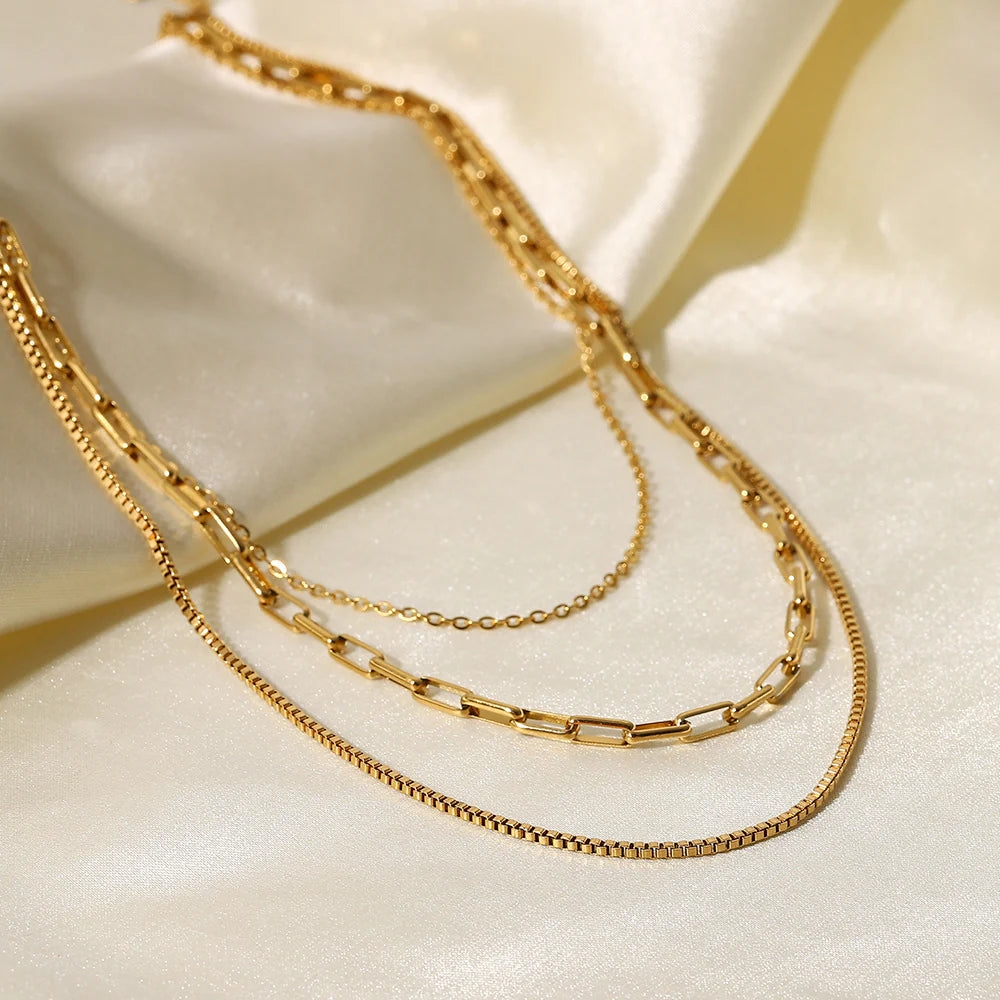 Penelope Gold Paperclip Layered Necklace