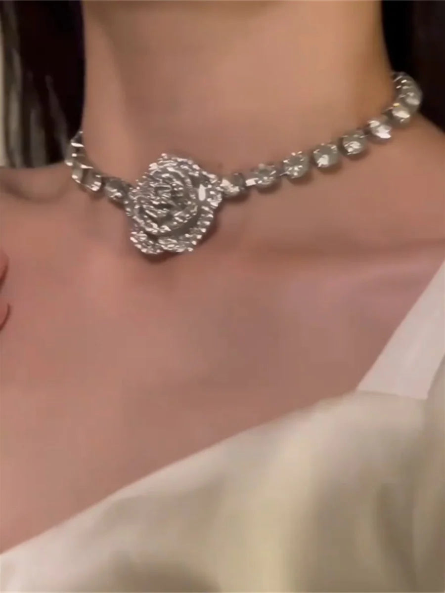 Pennelope Rhinestone Camellia Choker
