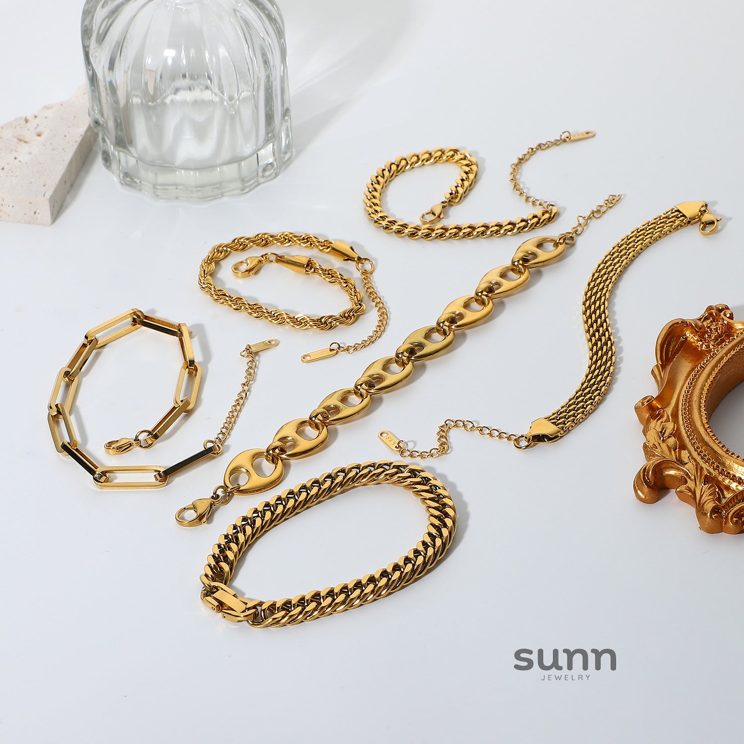 Pessy Gold Layered Bracelet Set [200OJQ3R]