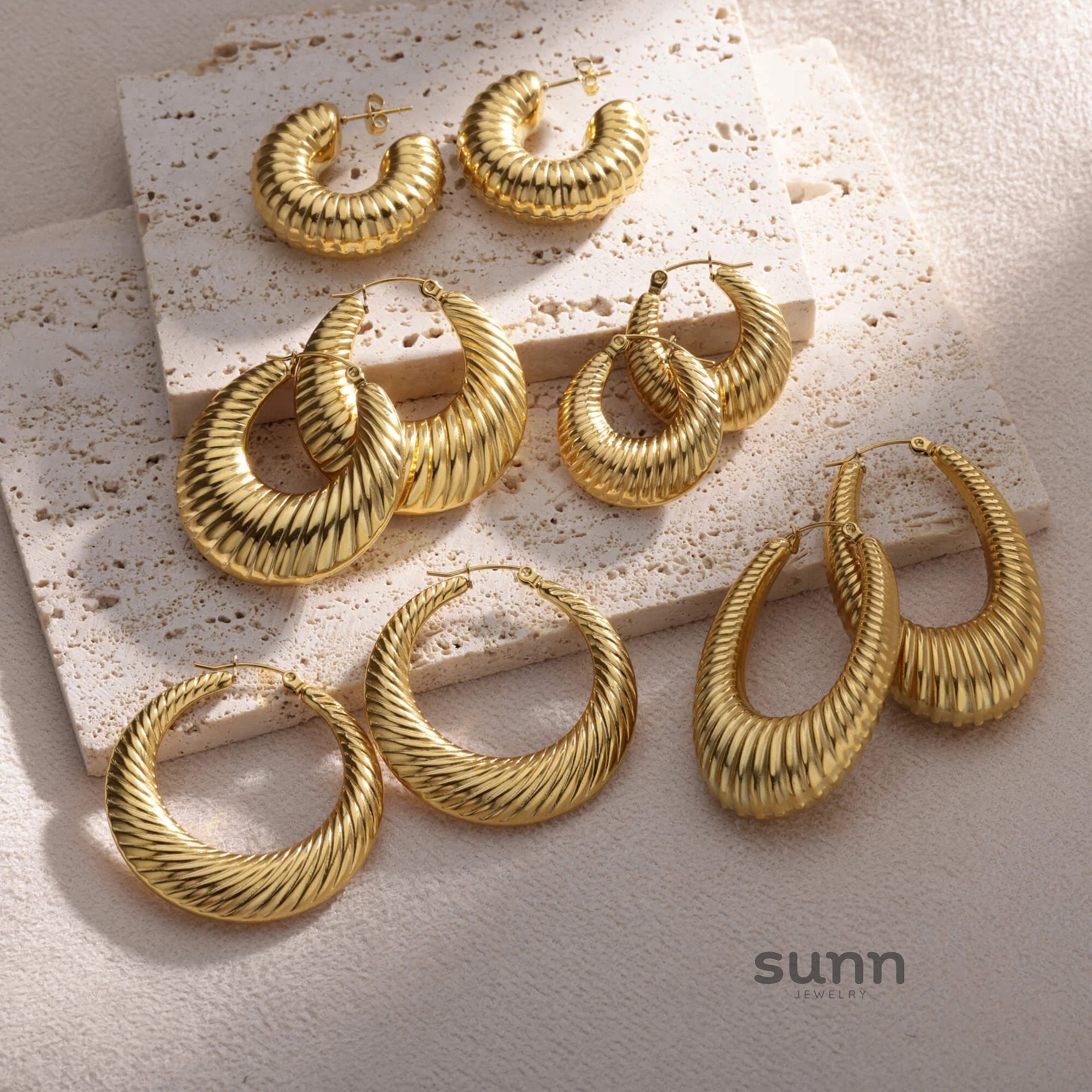 Phoebe Gold Chunky Hoop Earrings