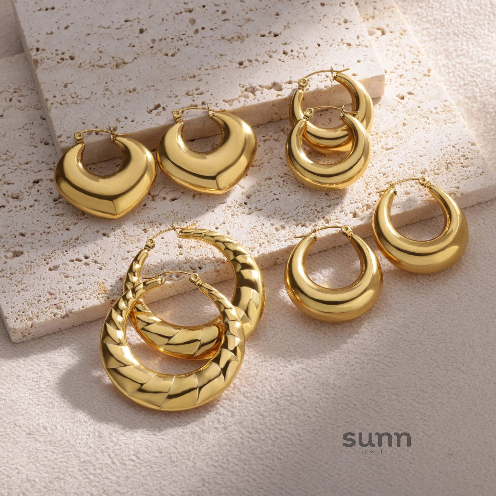 Phoebe Gold Chunky Hoop Earrings