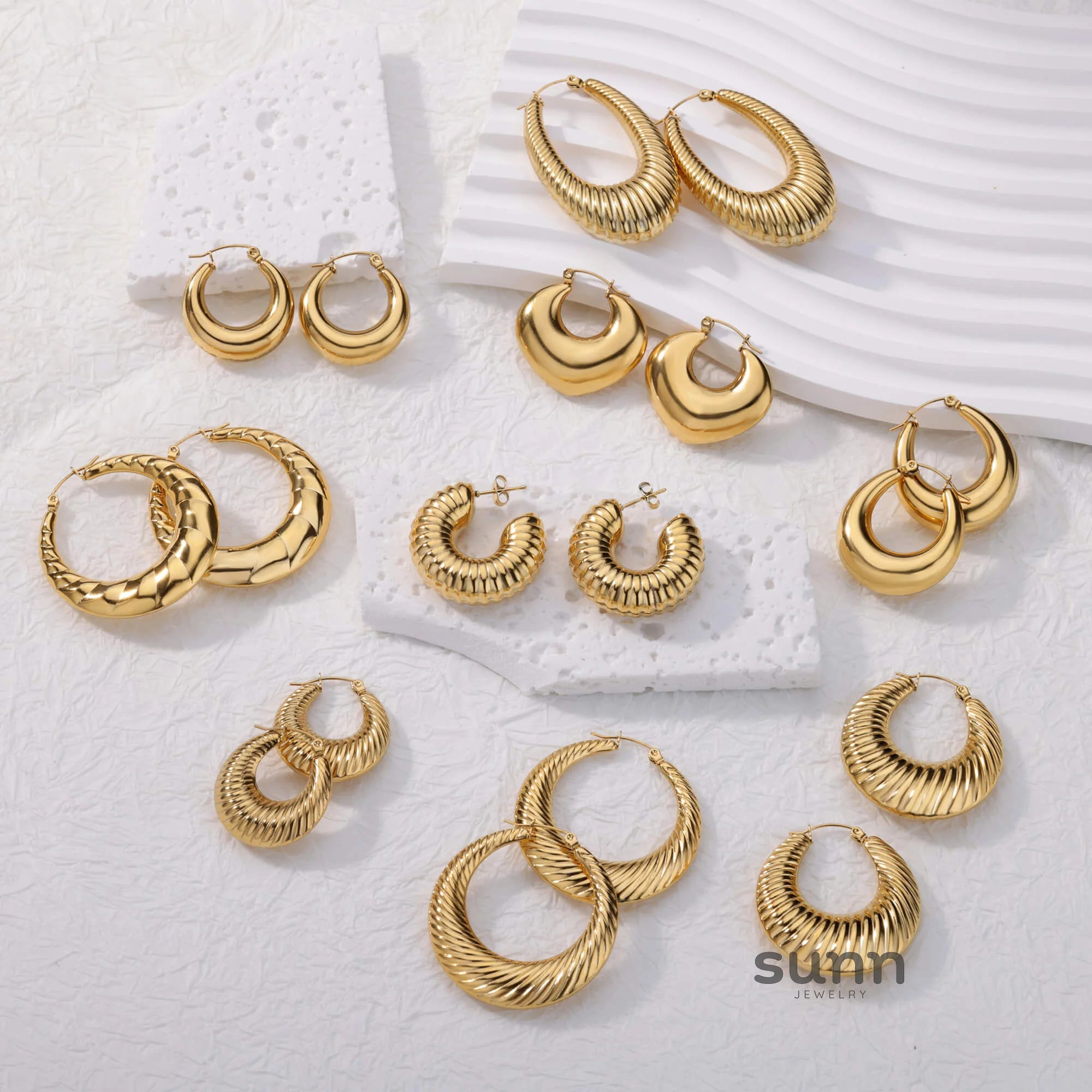 Phoebe Gold Chunky Hoop Earrings