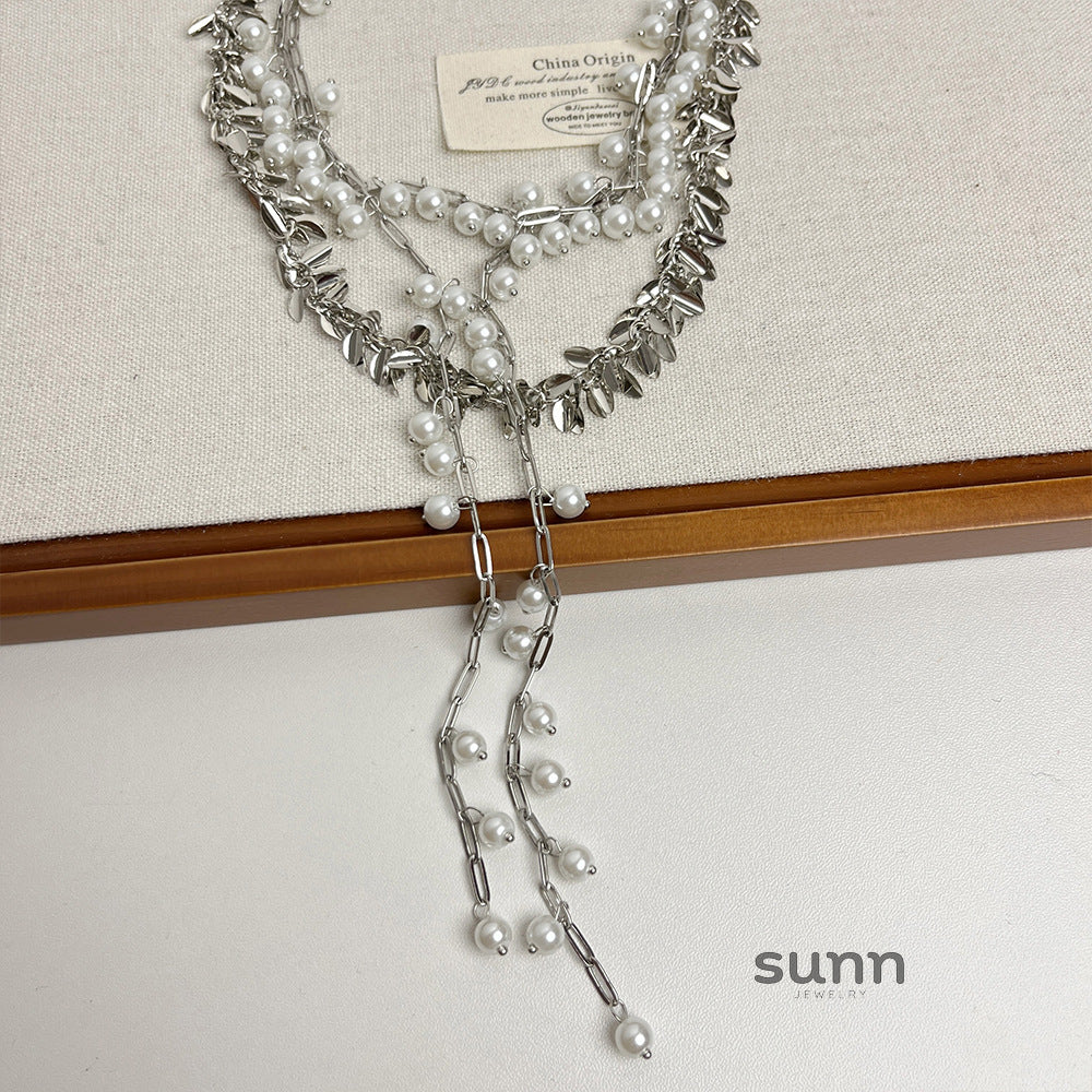 Phoenix Layered Pearl Tassel Necklace [HWNRQBA7]