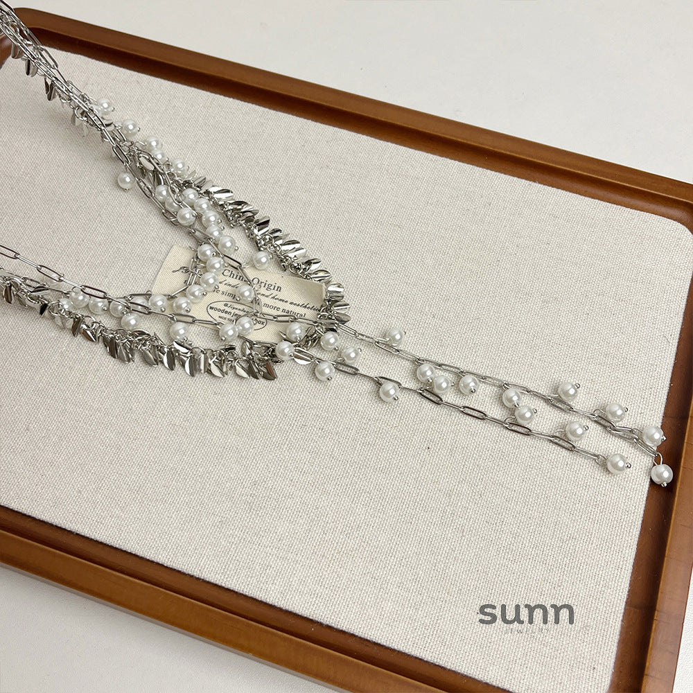 Phoenix Layered Pearl Tassel Necklace [EJD56T55]