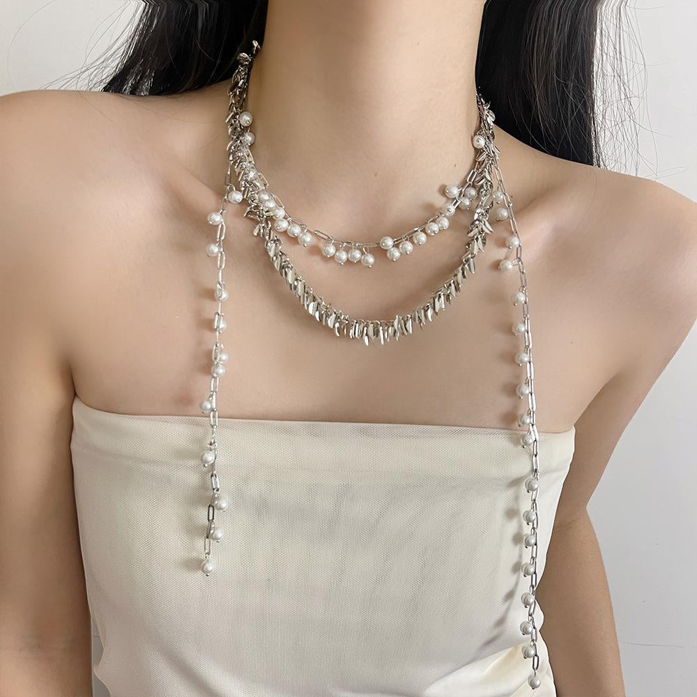 Phoenix Layered Pearl Tassel Necklace [MPK6X446]