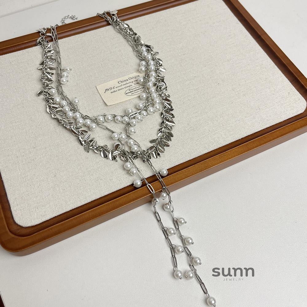 Phoenix Layered Pearl Tassel Necklace [POFOU1B5]