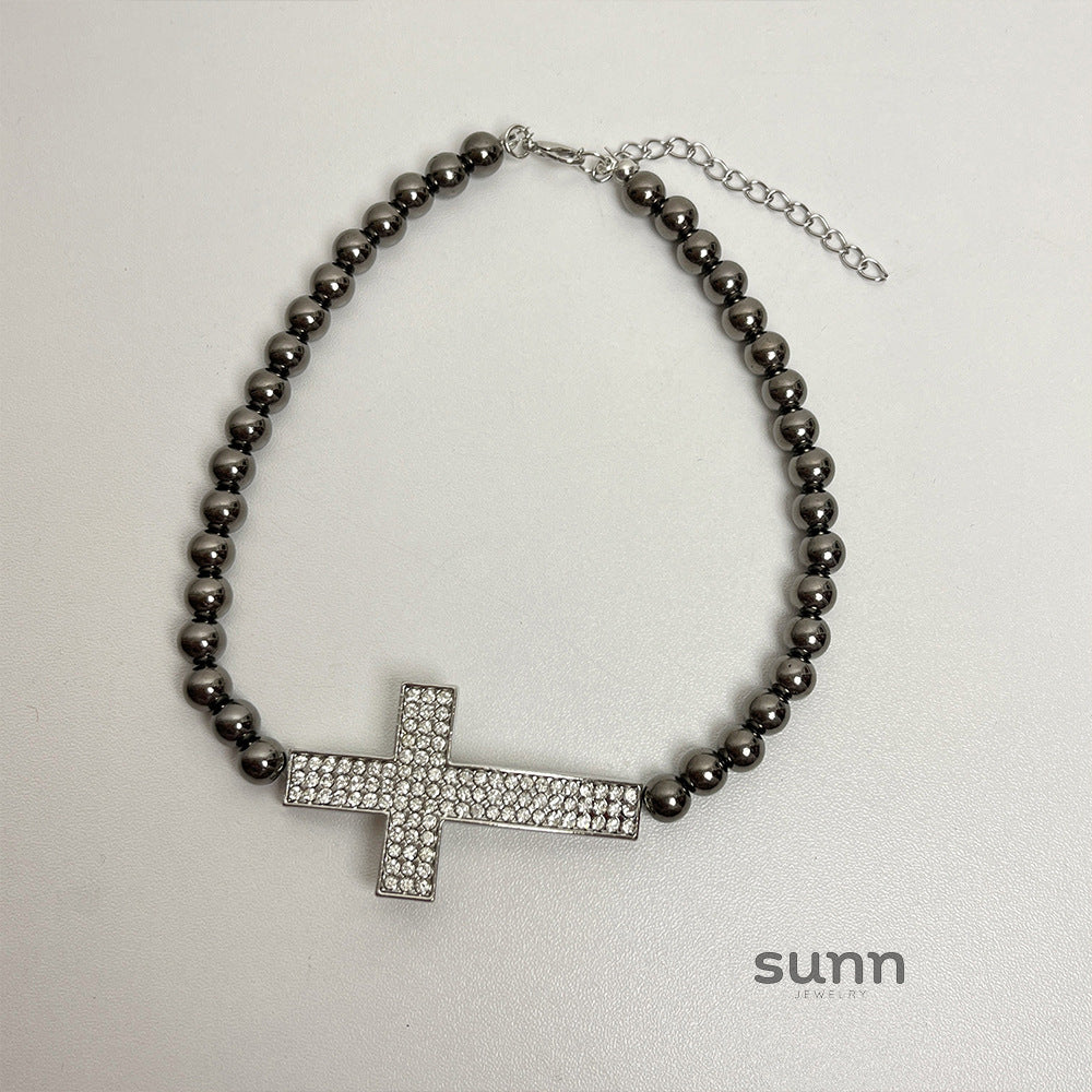 Phoenyx Pearl Cross Choker [XTRJJNG0]
