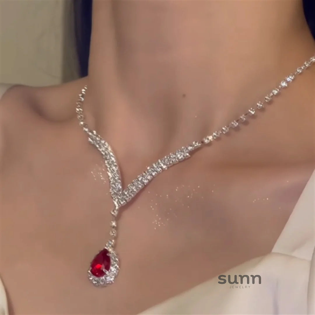Phyllis Red Zirconia Waterdrop Set