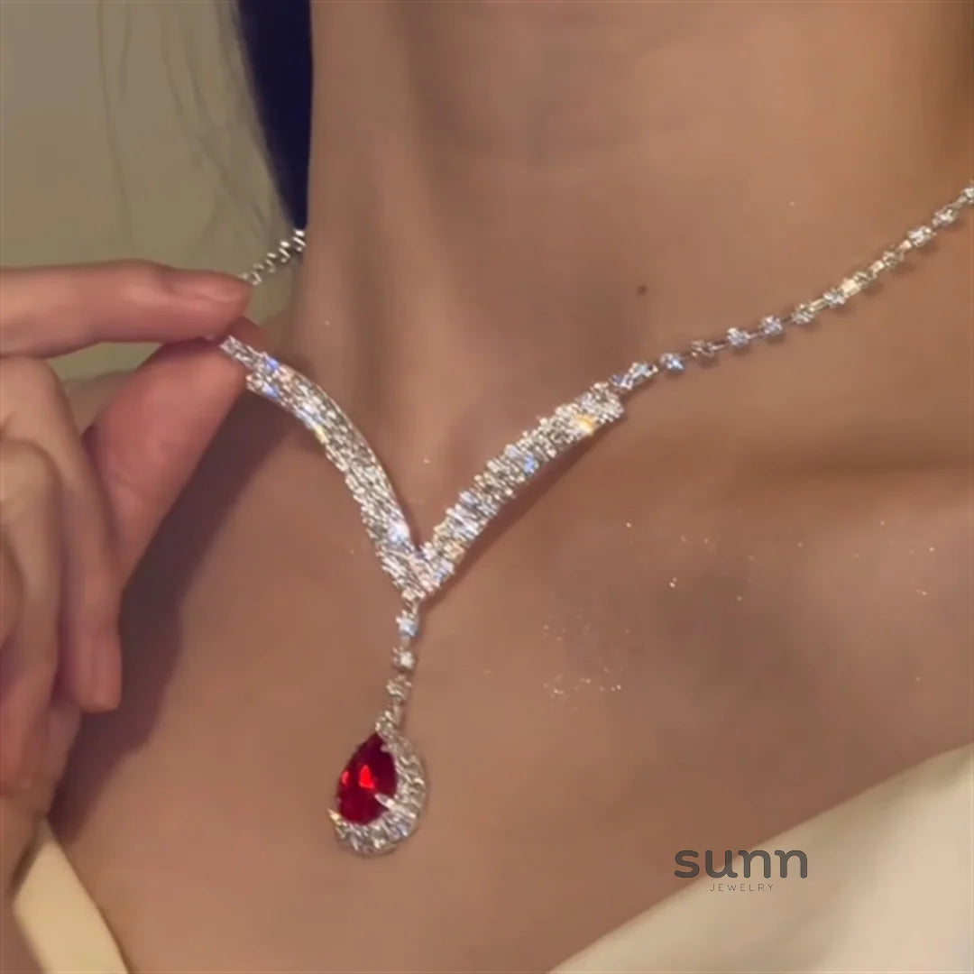 Phyllis Red Zirconia Waterdrop Set