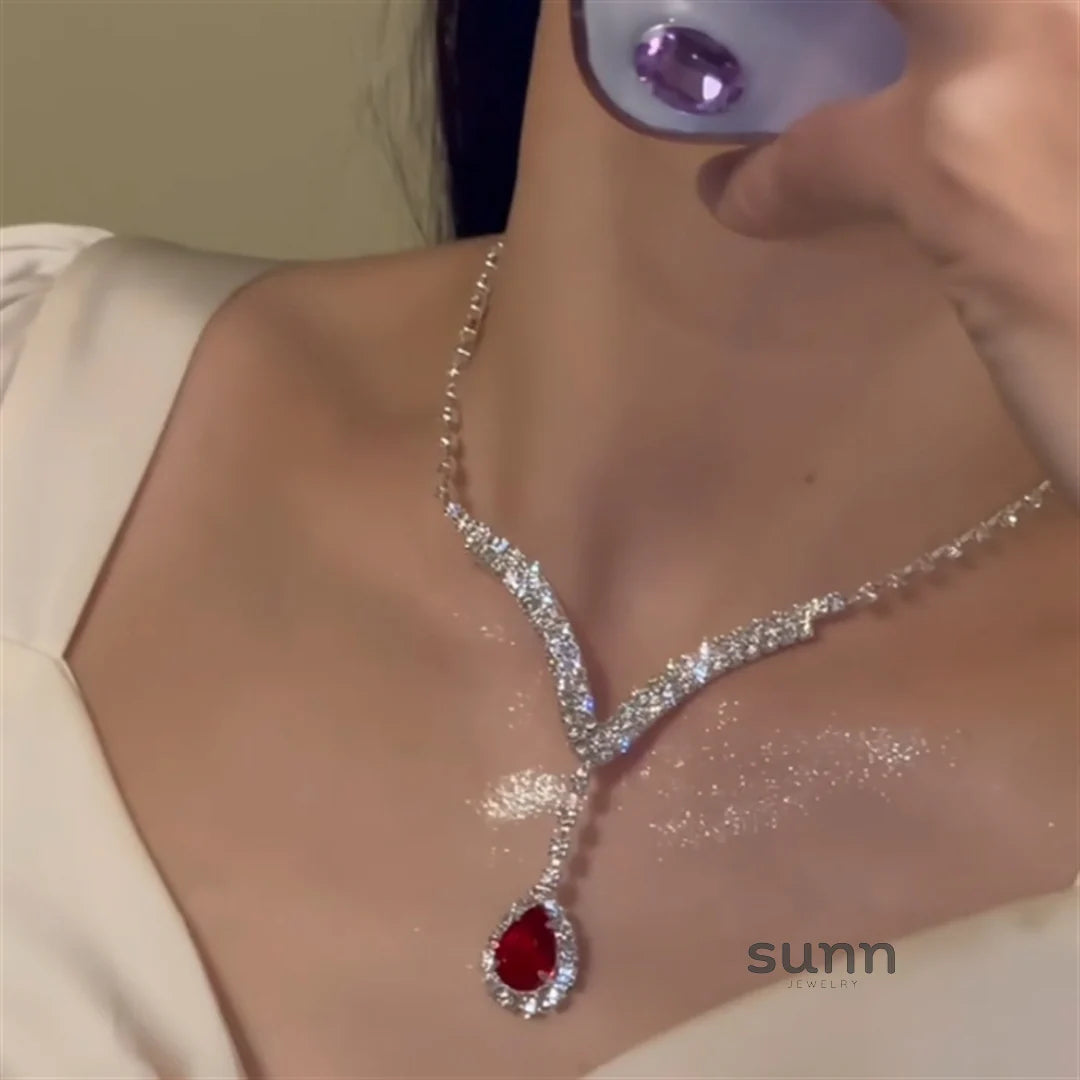 Phyllis Red Zirconia Waterdrop Set