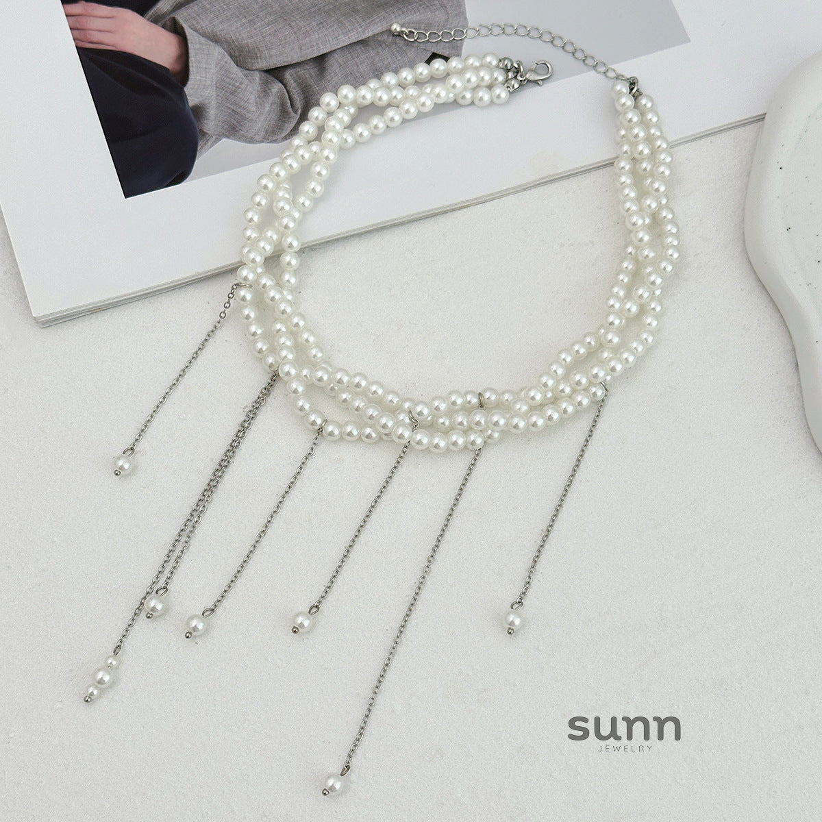 Porter Pearl Cross Choker [521YGL82]