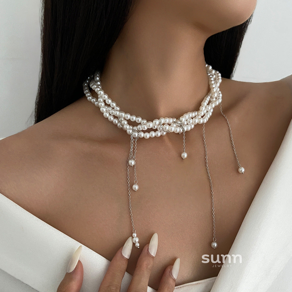 Porter Pearl Cross Choker [DJ9UODD3]