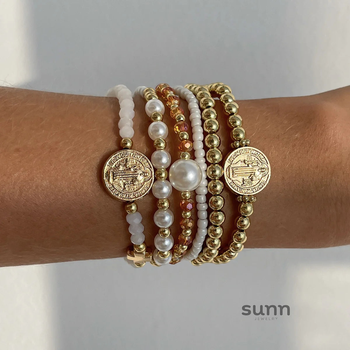 Porter Stacked Coin Bracelets