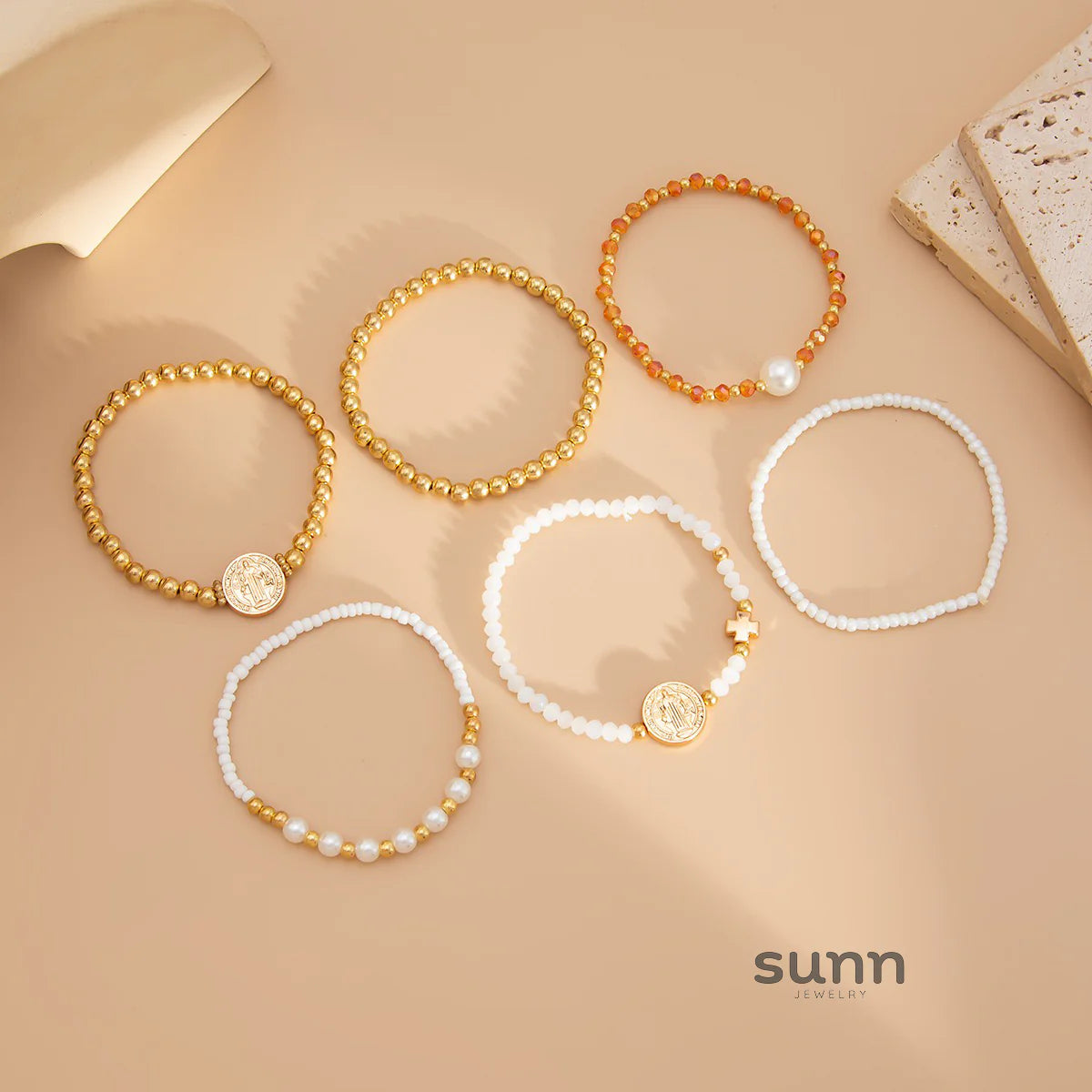 Porter Stacked Coin Bracelets
